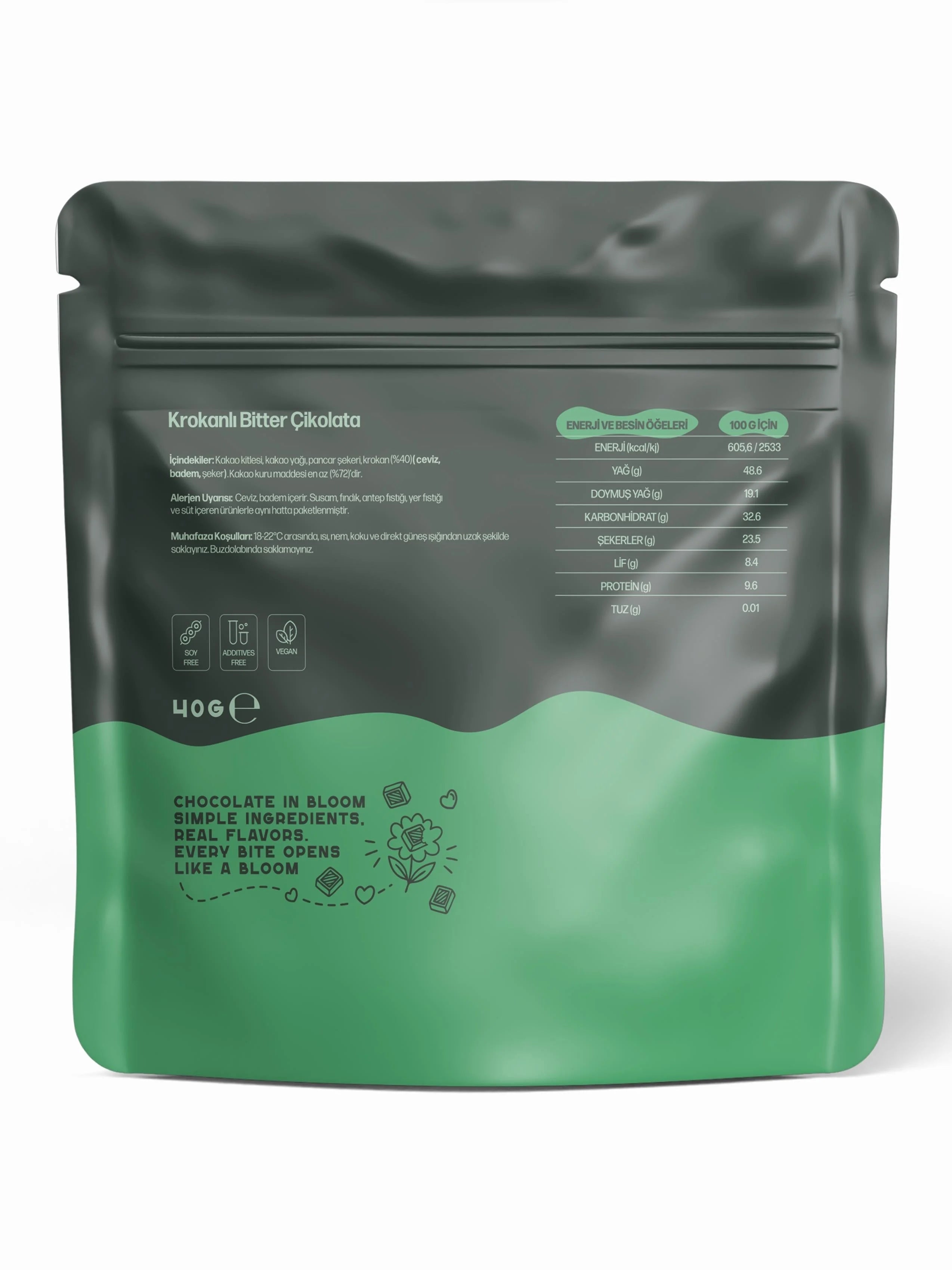 %72 Bitter Çikolata ve Krokanlı Roche Çikolata (40 gr) - Chocolate in Bloom