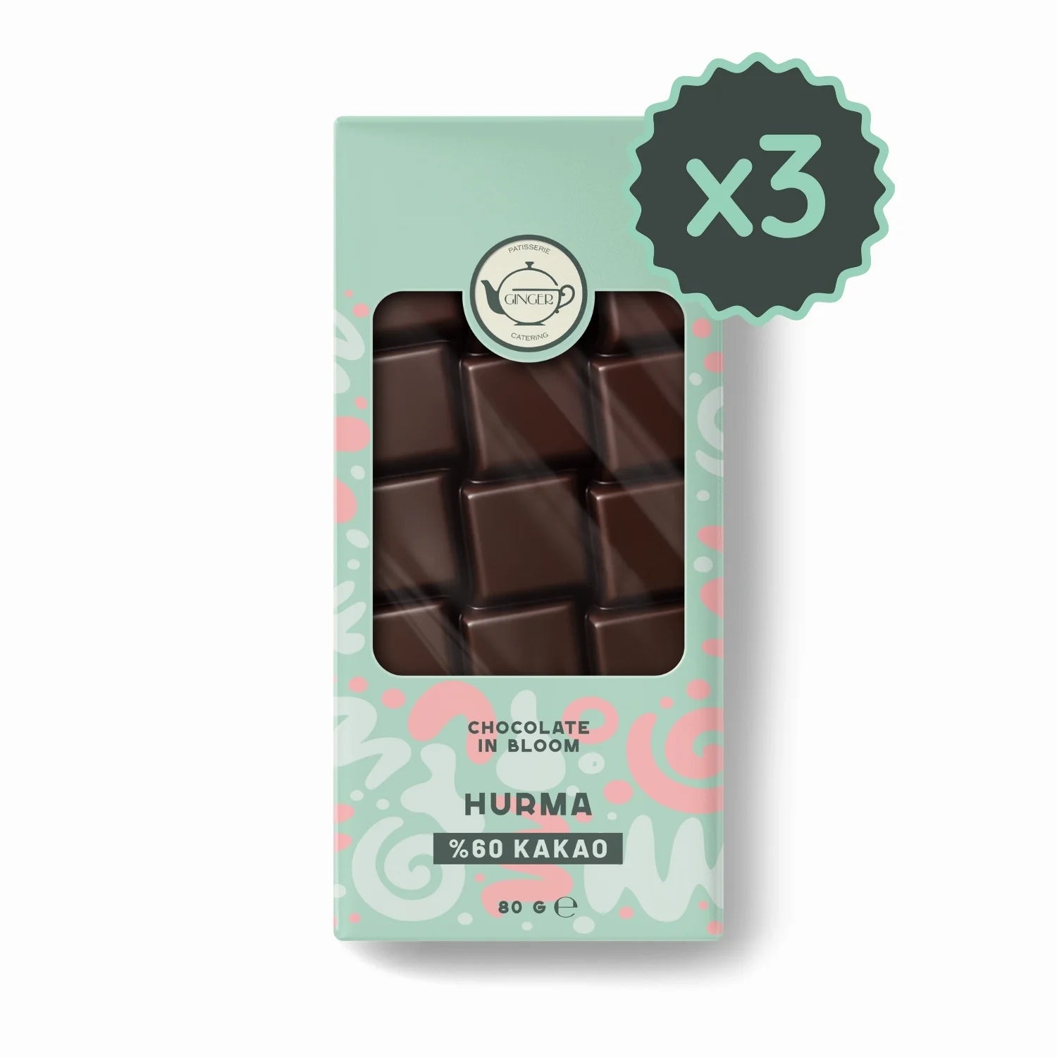 Hurmalı %60 Bitter Tablet Çikolata Seti 80 gr