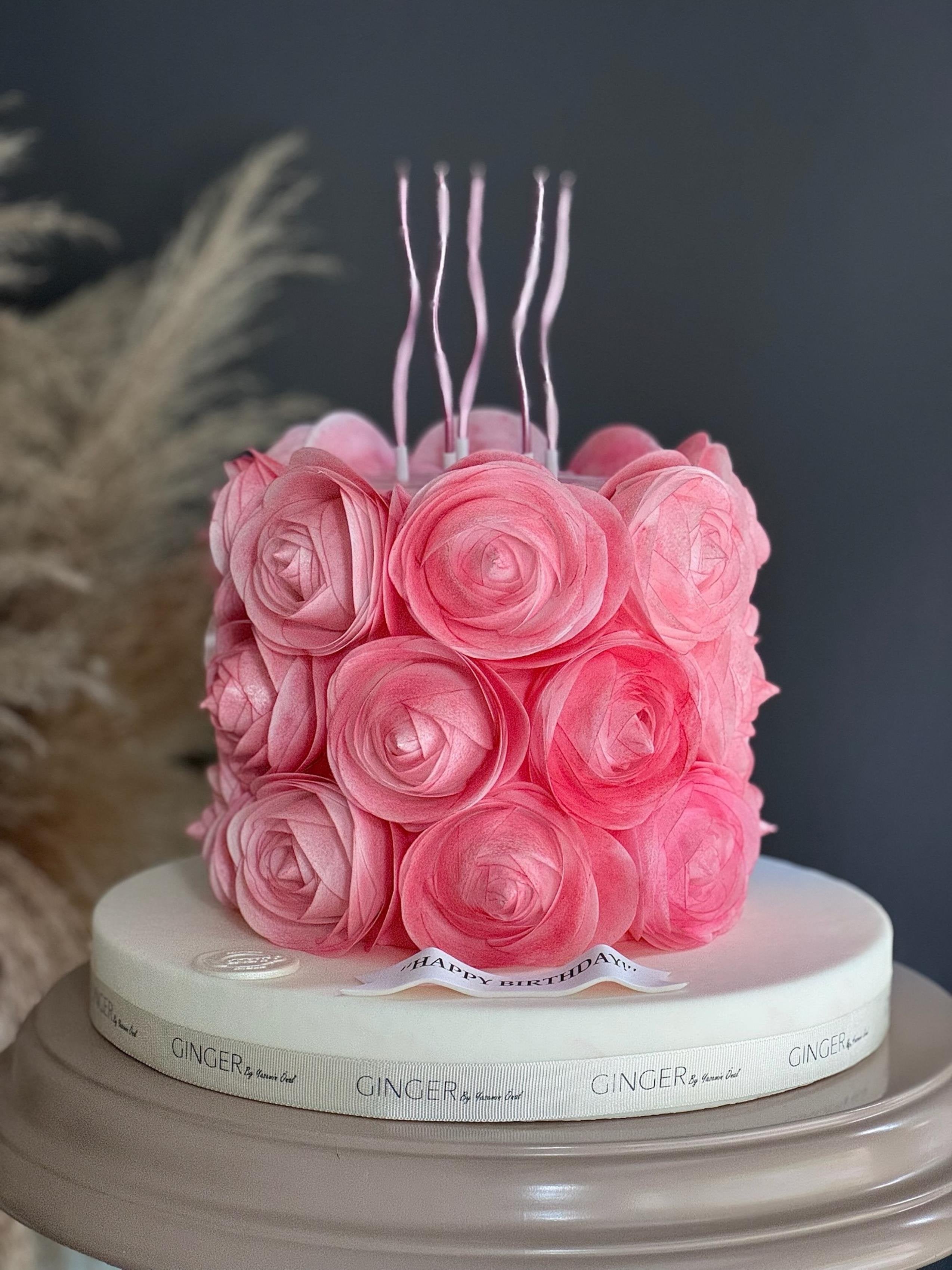 Pembe Çiçek Kaplama Pasta