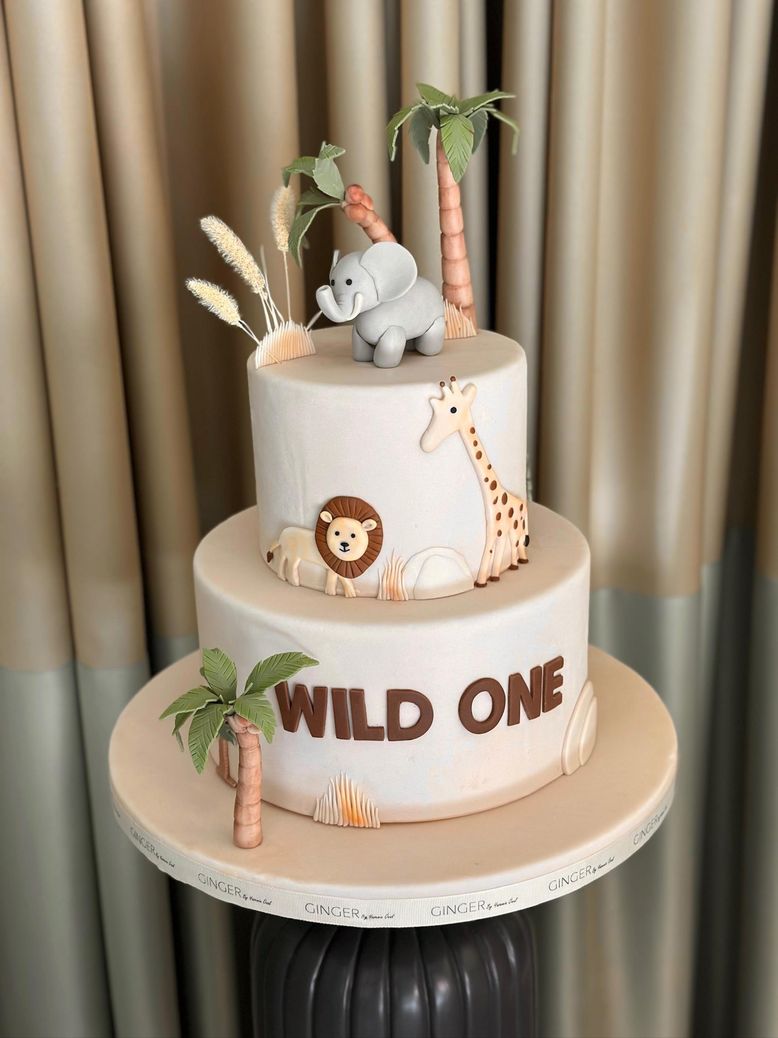 Sepya Safari Temalı Show Cake ve Seçilen İçerikte Pasta