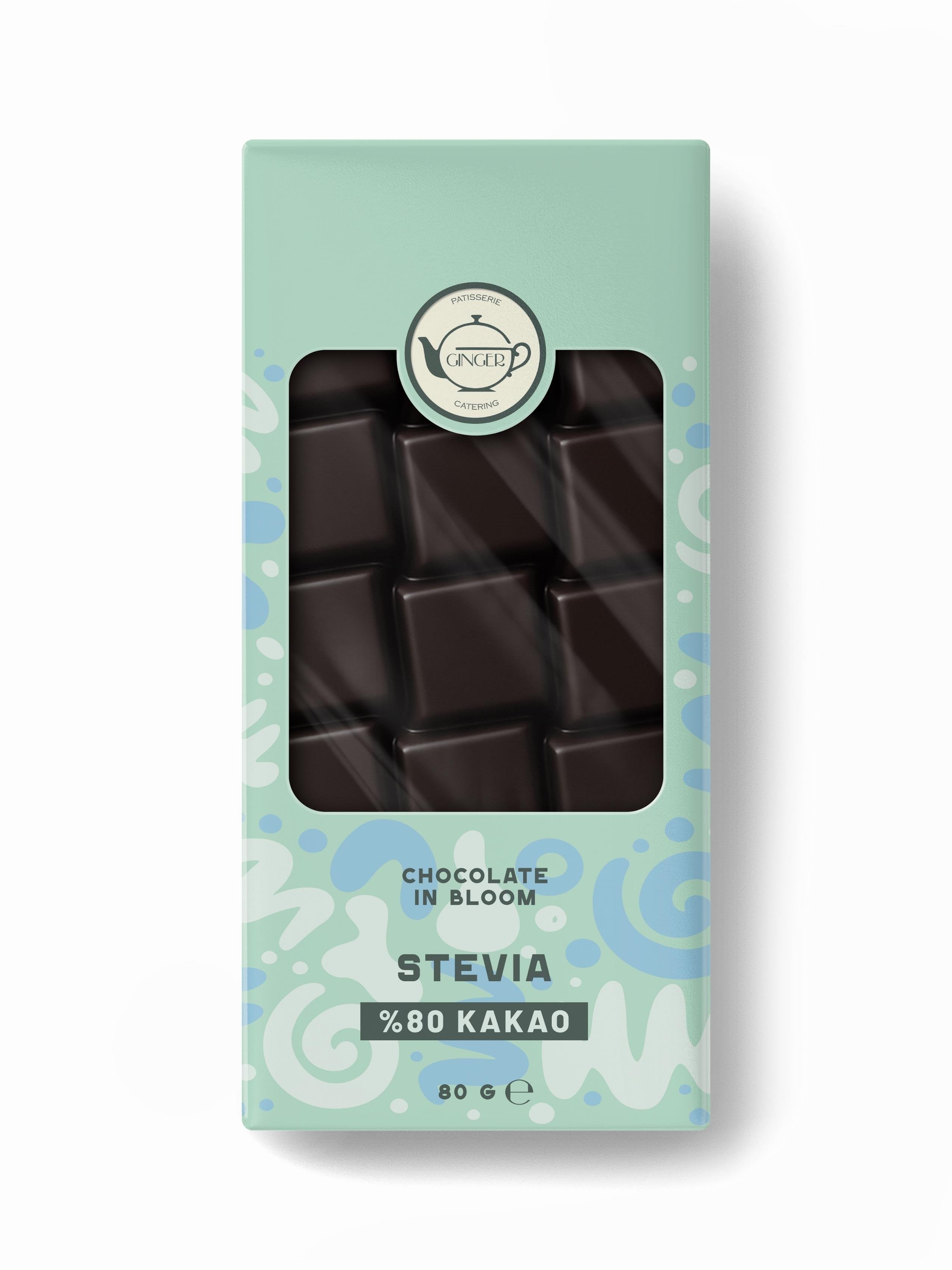 Stevia %80 Bitter Tablet Çikolata (80 gr) - Chocolate in Bloom