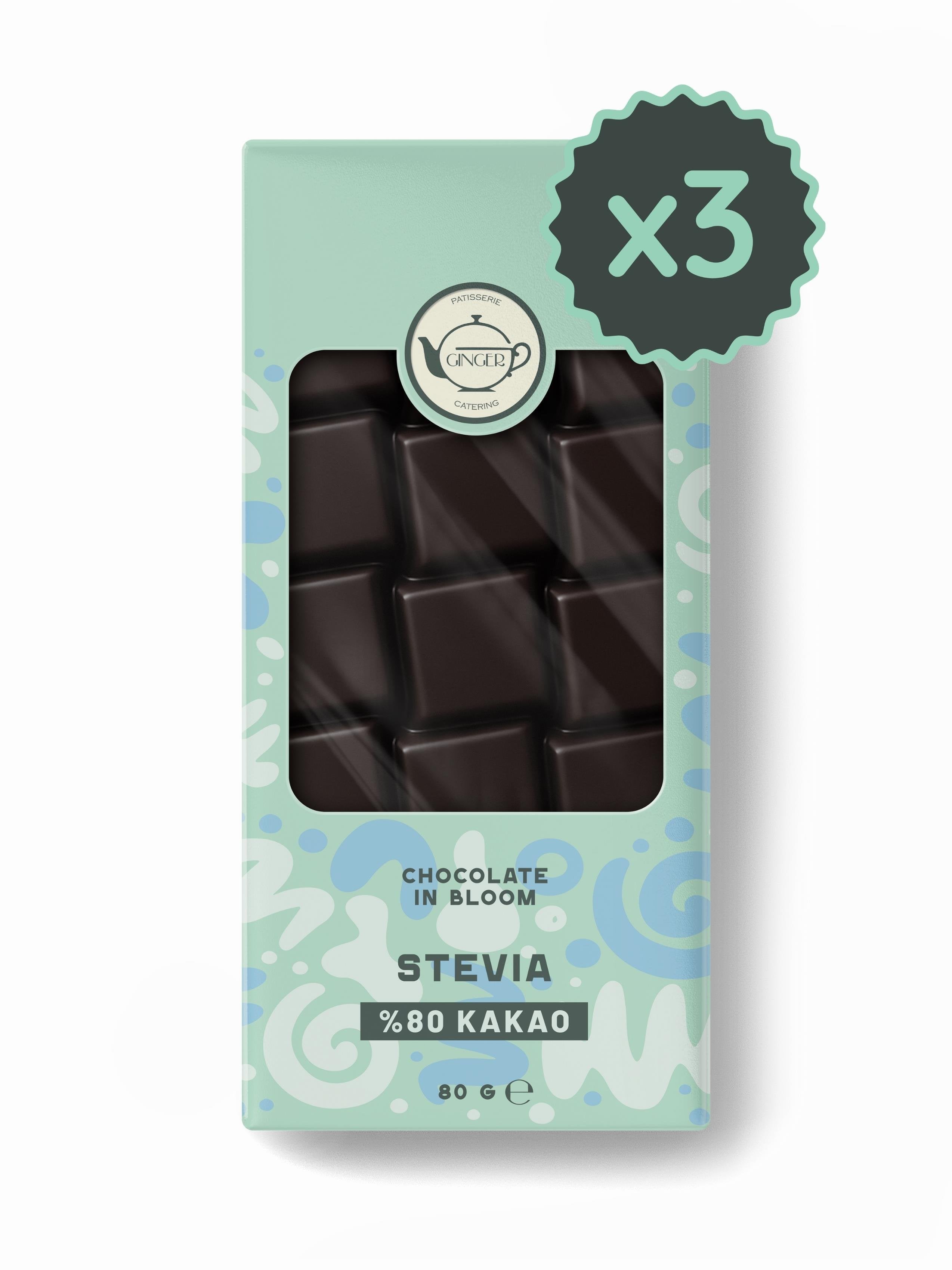 Stevia %80 Bitter Tablet Çikolata Seti 80 gr