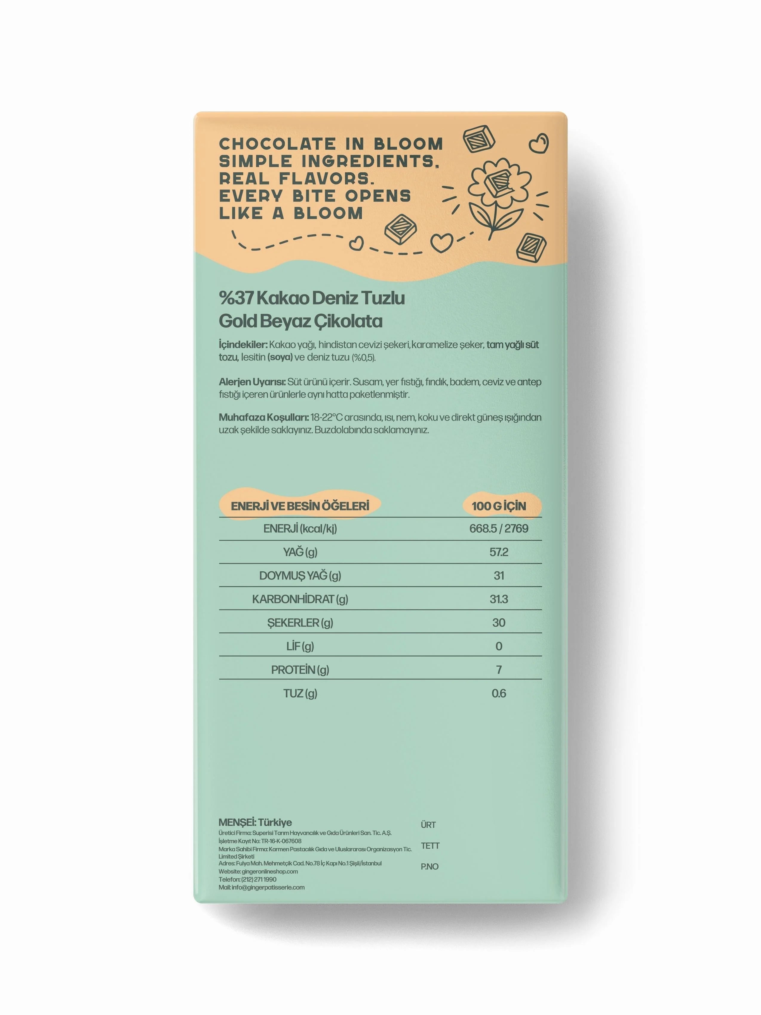 Tuzlu Karamel Tablet Çikolata (80 gr) - Chocolate in Bloom