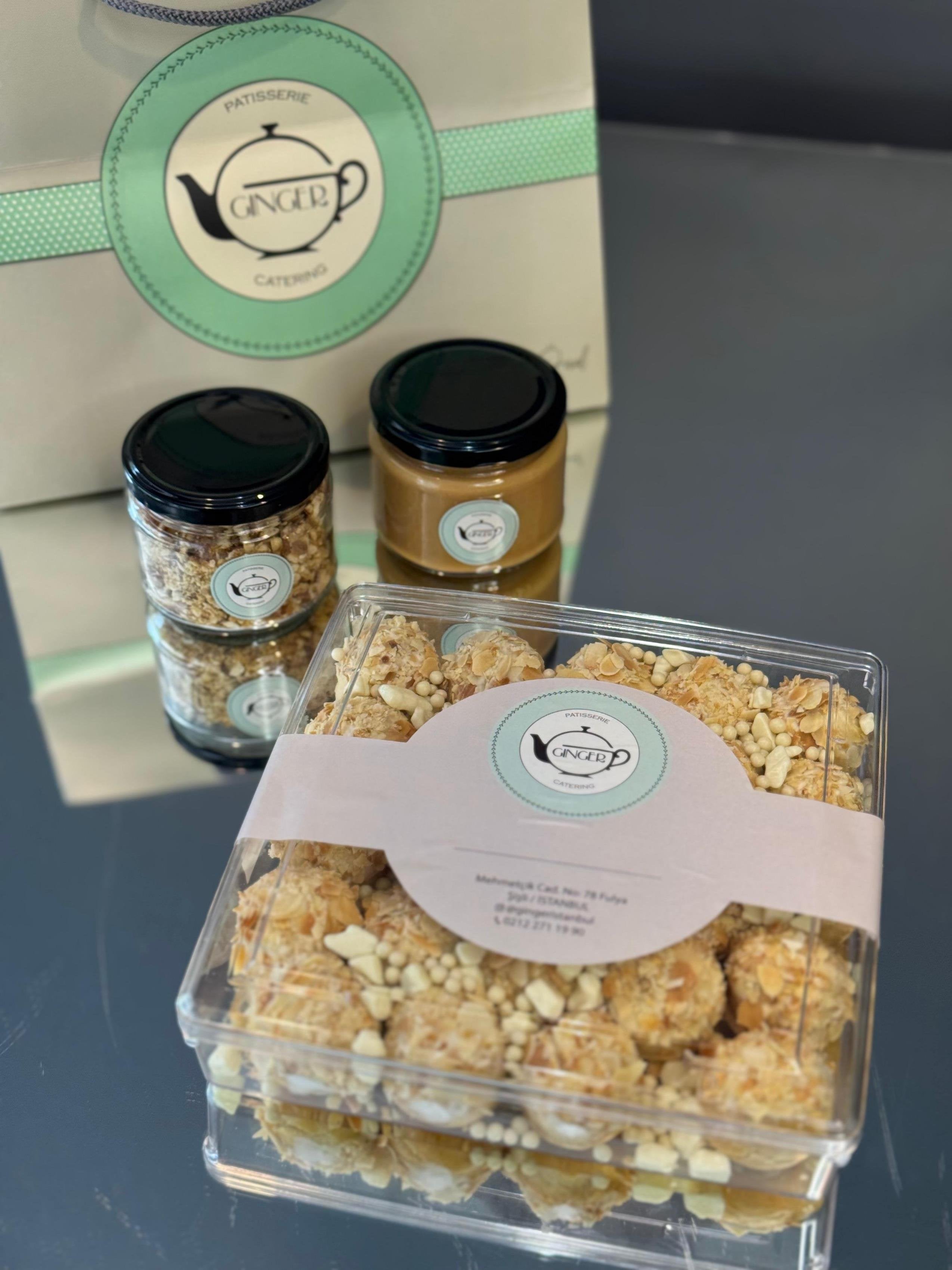 Tuzlu Karamelli ve Krokanlı Profiterol (Tabakta Birleştir ve Servis Et!)